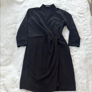 J Mclaughlin Suede Black Wrap Dress size S